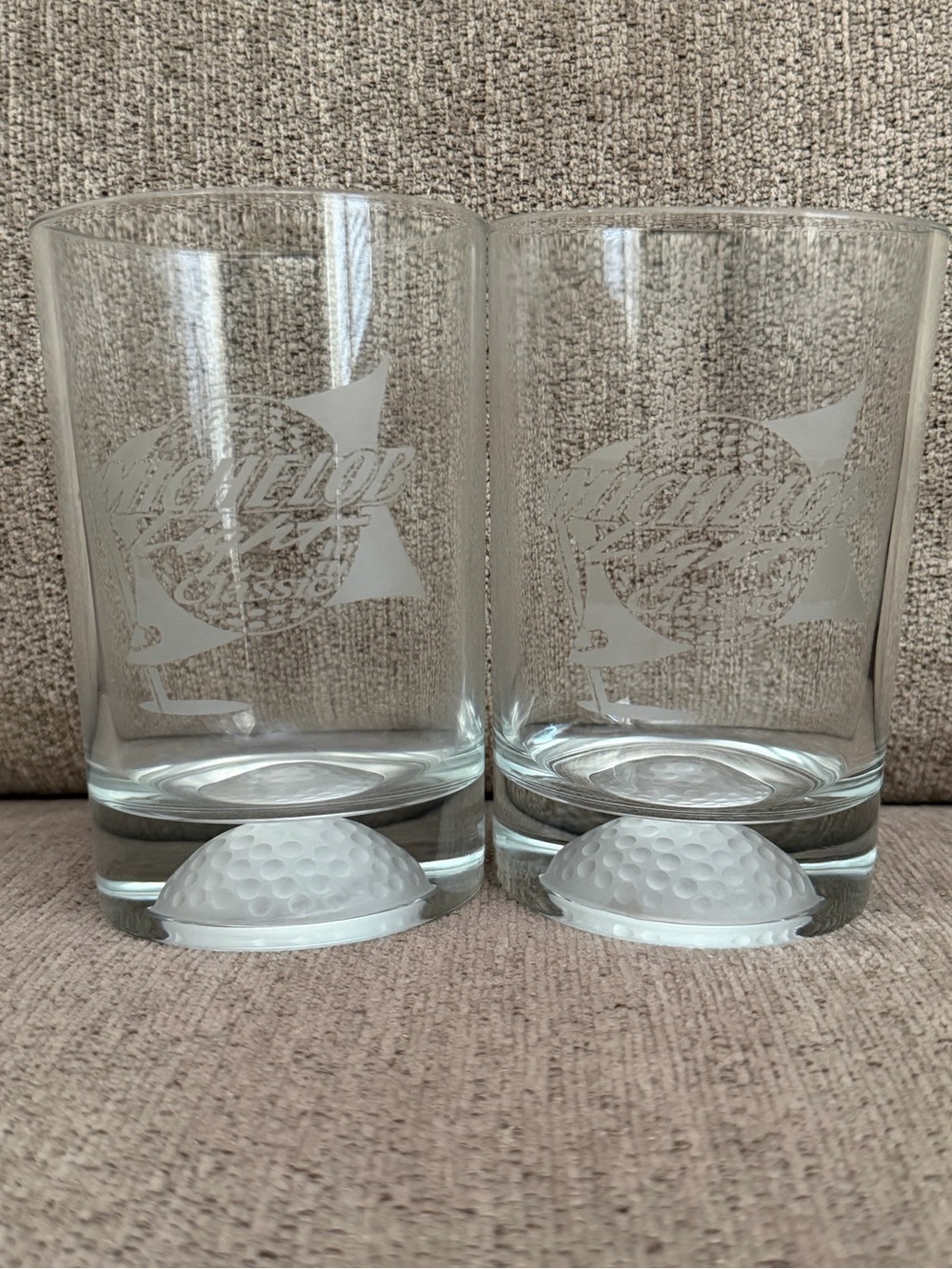 Michelob Light Classic Etched Golf Ball Glass Set of 2